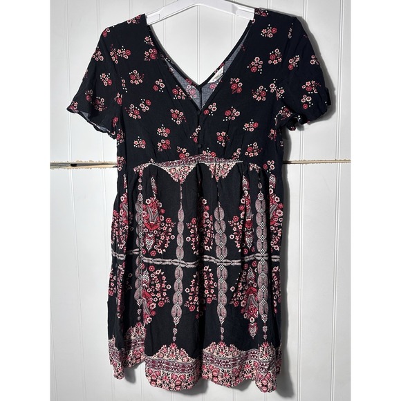 Flowers by Zoe Dresses & Skirts - Aeropostale Dress Womens Medium M Black Pink Floral Rayon Boho Mini Summer